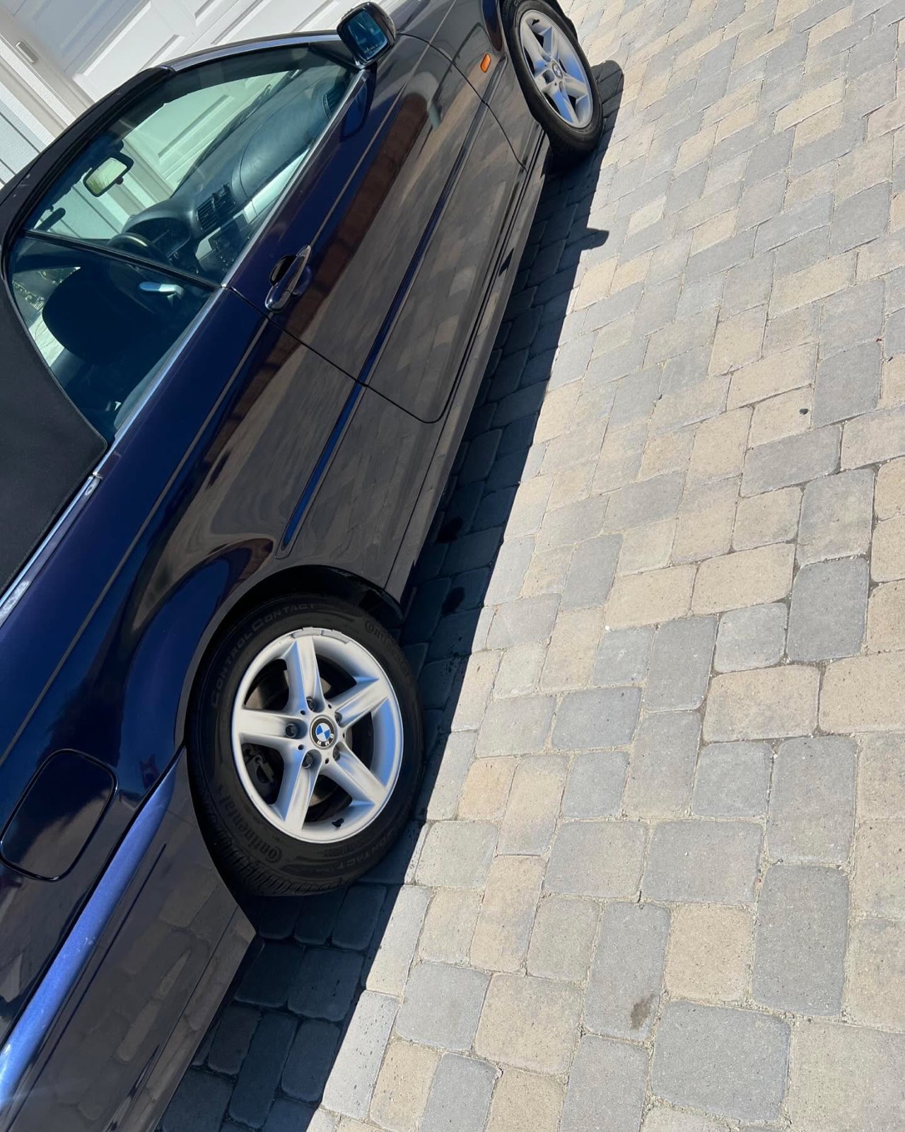 Dark blue BMW 3-series side profile
