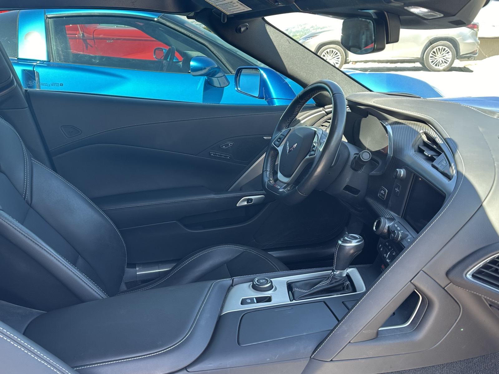 C8 Corvette black leather interior and steering wheel, cleaned and conditioned