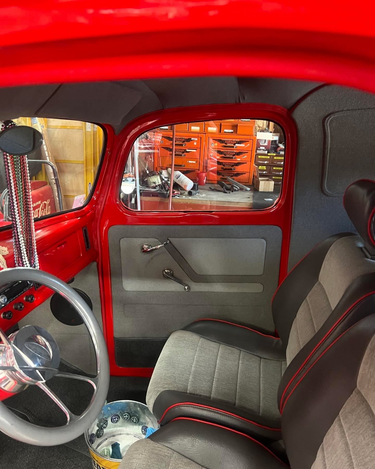 Classic panel truck cab interior detailed