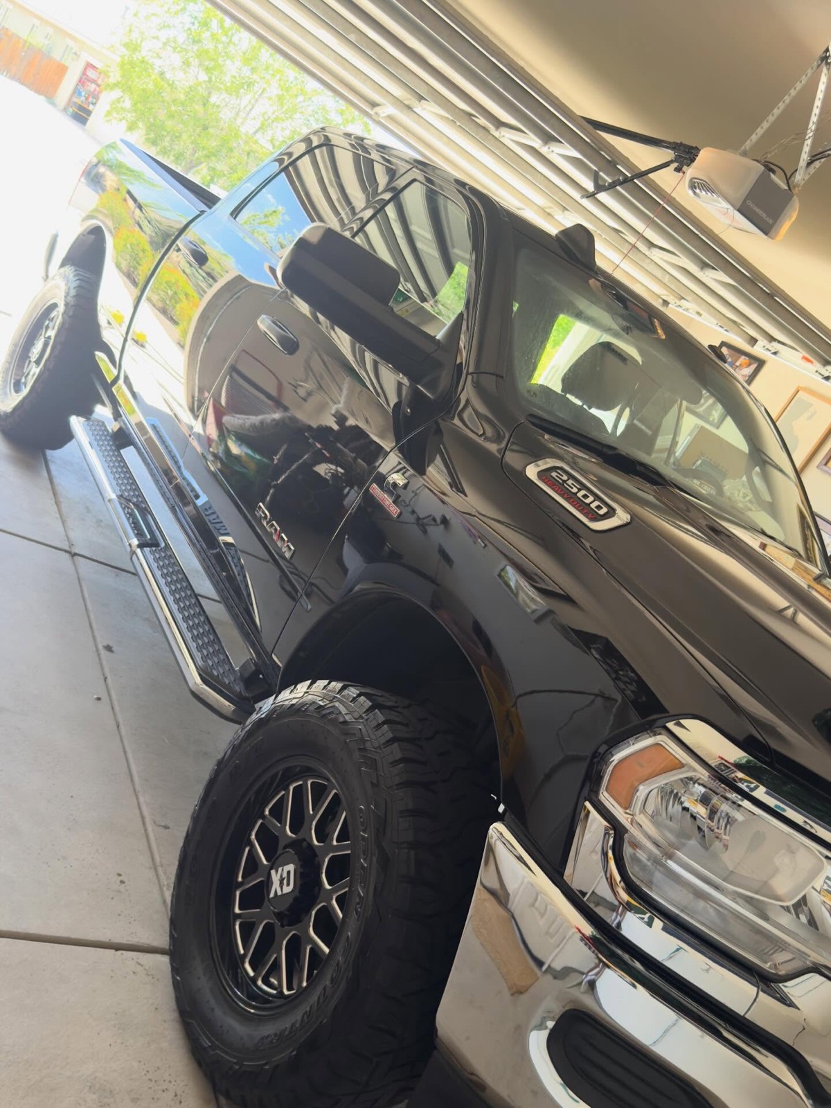 Black Ram pickup side after detailing
